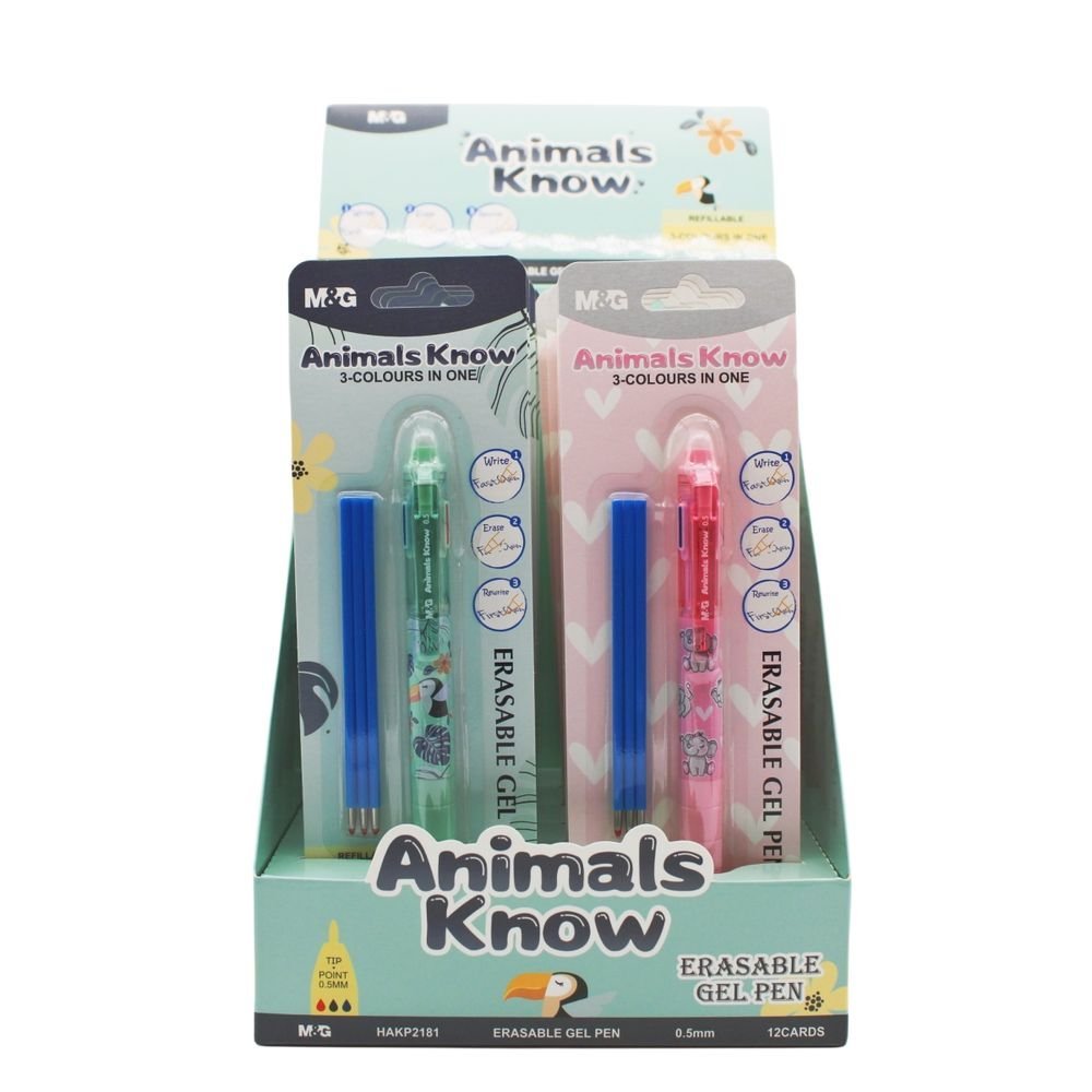 Boligrafo Borrable 3 en 1 Animals Planet M&G pack 1