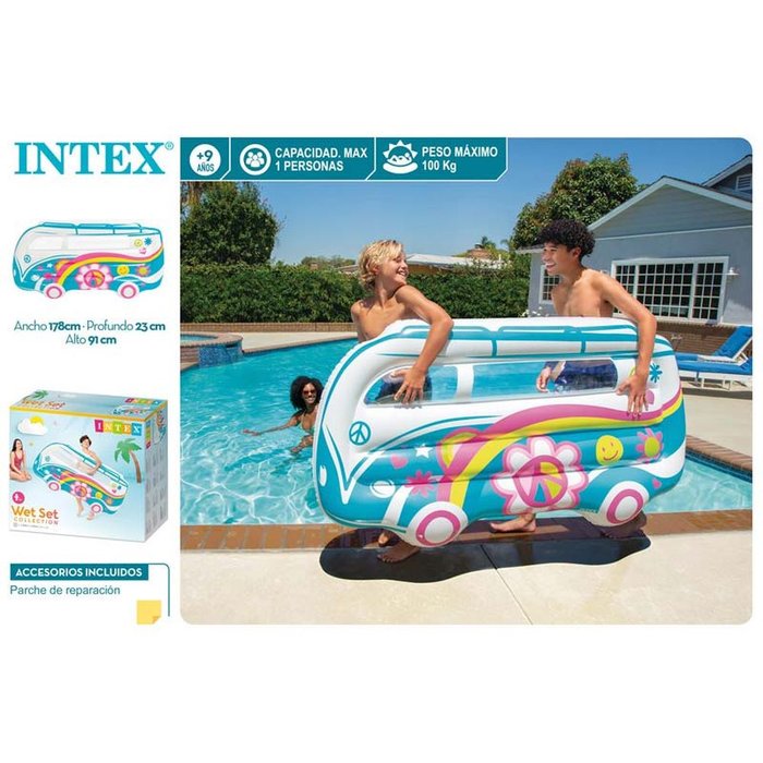 Colchoneta hinchable furgoneta 178x91cm Intex Color Baby