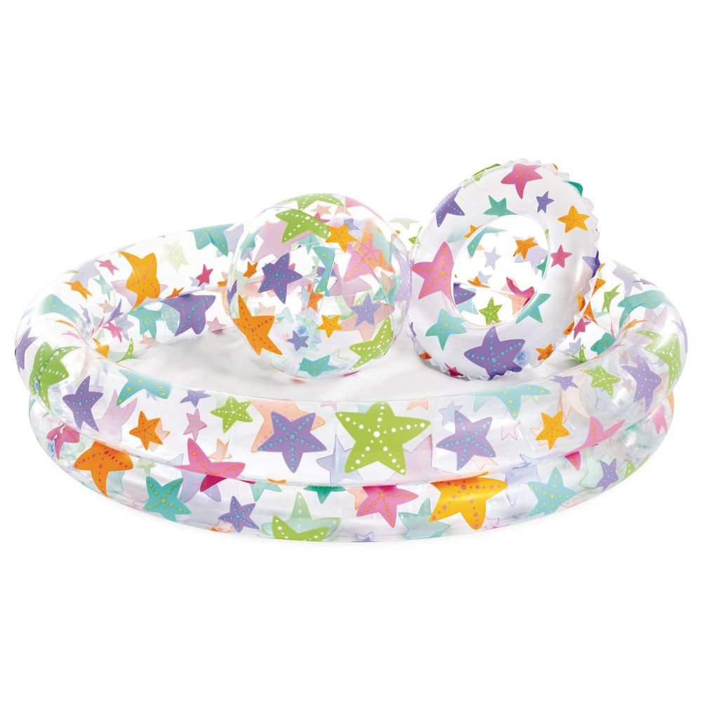 Set 3 en 1 Piscina Hinchable 122 x 25 cm Flotador y Pelota Intex Color Baby