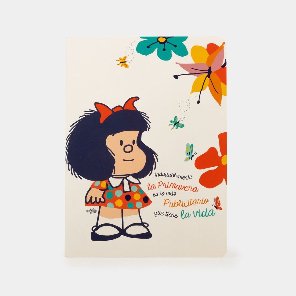 Libreta tapa blanda mediana Mafalda crema flores Premium Paper Imagen principal del producto