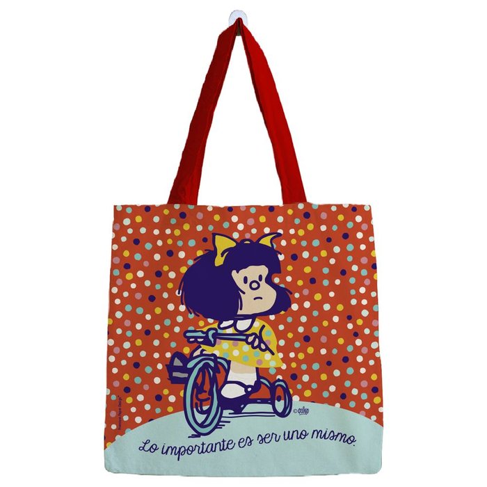 BOLSA ALGODON MAFALDA PEQUEÑA NARANJA PUNTITOS | PREMIUM PAPER Imagen principal del producto