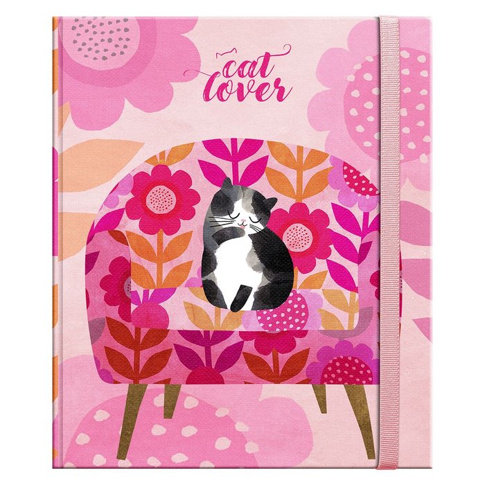 Libreta Tapa Dura A5 Planet Cat Rosa Premium Paper Imagen principal del producto