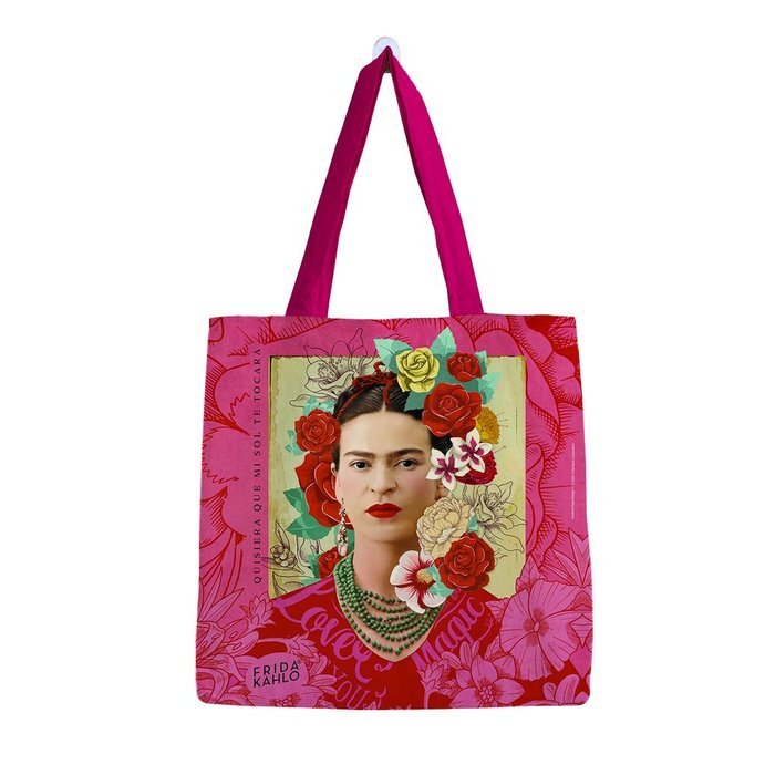 BOLSA ALGODON FRIDA KAHLO GRANDE ROSA | PREMIUM PAPER Imagen principal del producto