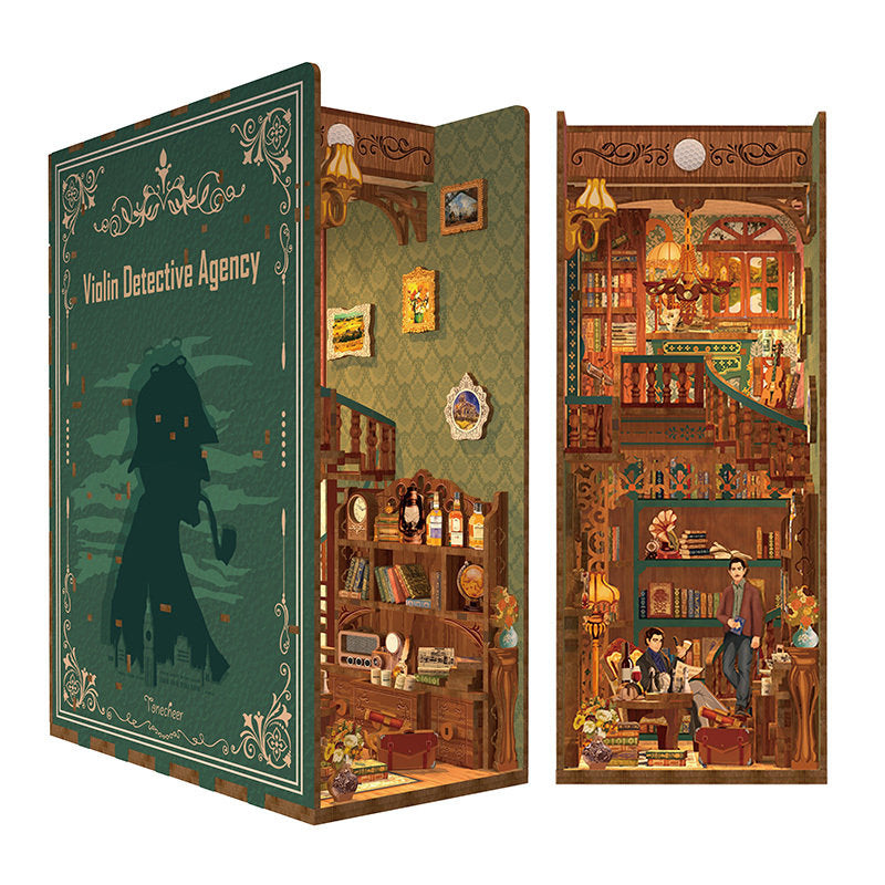 Maqueta Book Nook con Luz Agencia de Detectives Violin TONECHEER