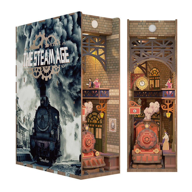 Maqueta Book Nook con Luz Tren de Vapor en Estación TONECHEER Imagen principal del producto