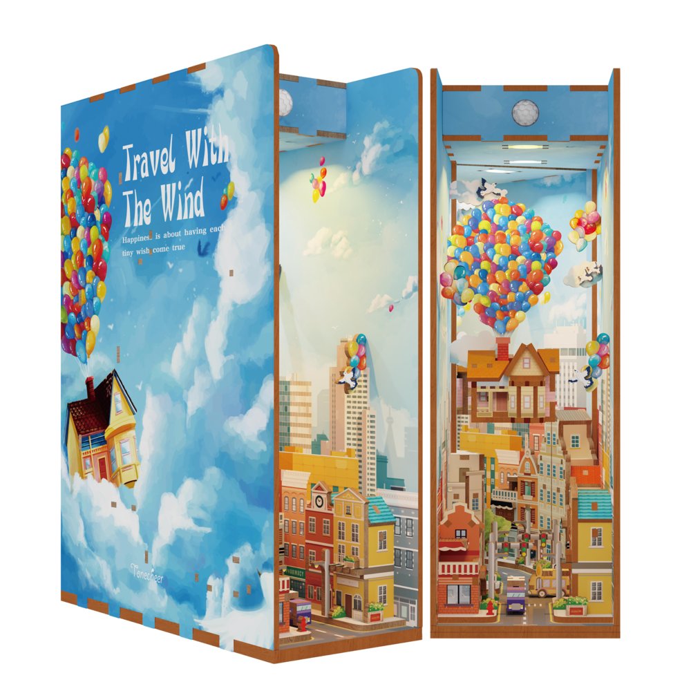 Maqueta Book Nook con Luz Up Travel With the Wind TONECHEER