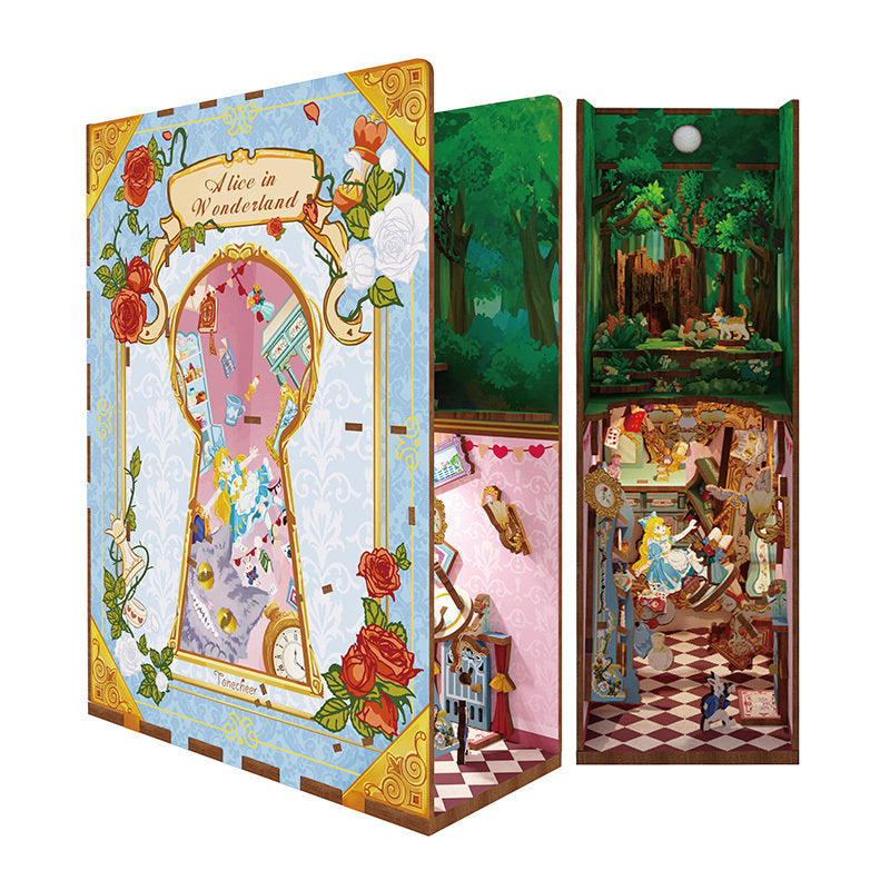 Maqueta Book Nook con Luz Alicia en el País de las Maravillas TONECHEER