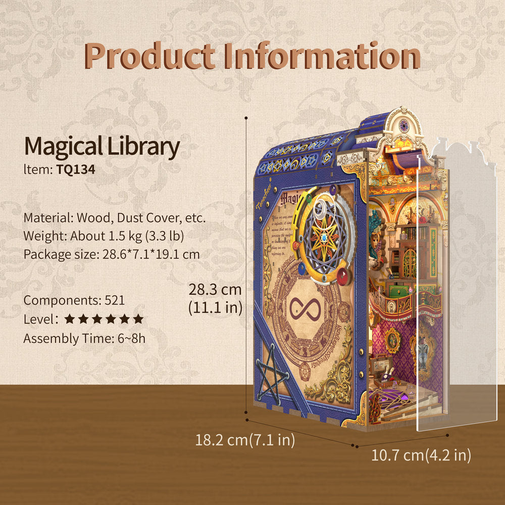 Maqueta Book Nook Biblioteca Mágica con Luz LED Tonecheer