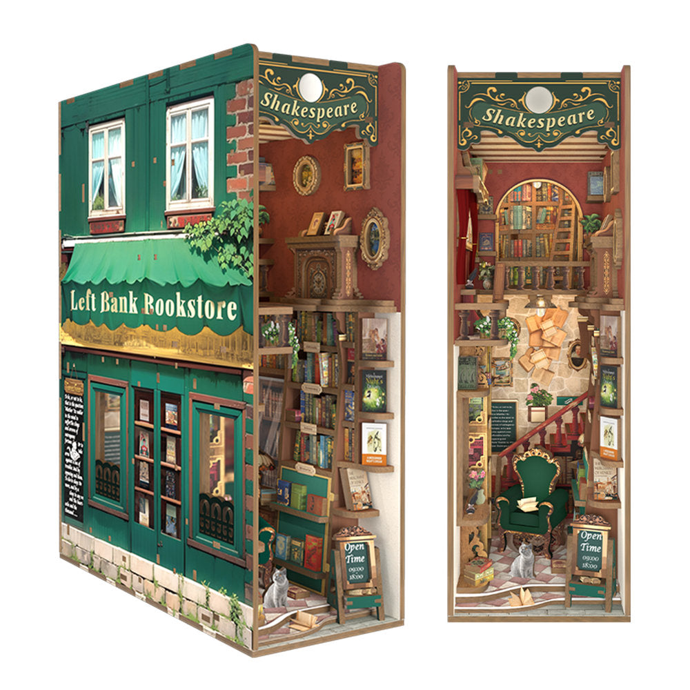 Maqueta Book Nook con Luz Librería Shakespeare Left Bank TONECHEER