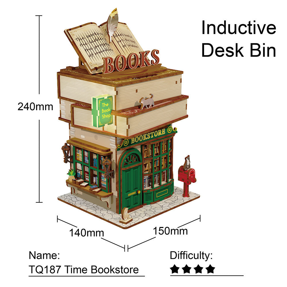 Maqueta librería vintage con luz y compartimento secreto