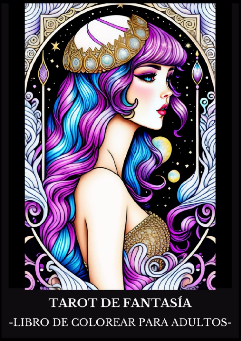 ✅ TAROT DE FANTASÍA: Libro de Colorear para Adultos con Dibujos de Cartas del Tarot con imágenes de Fantasía