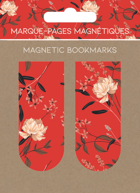 MARCAPAGINAS MAGNETICOS MOTIF ROUGE AVEC FLEURS FLORES | 6 UNIDADES | (PICTURA) Imagen principal del producto