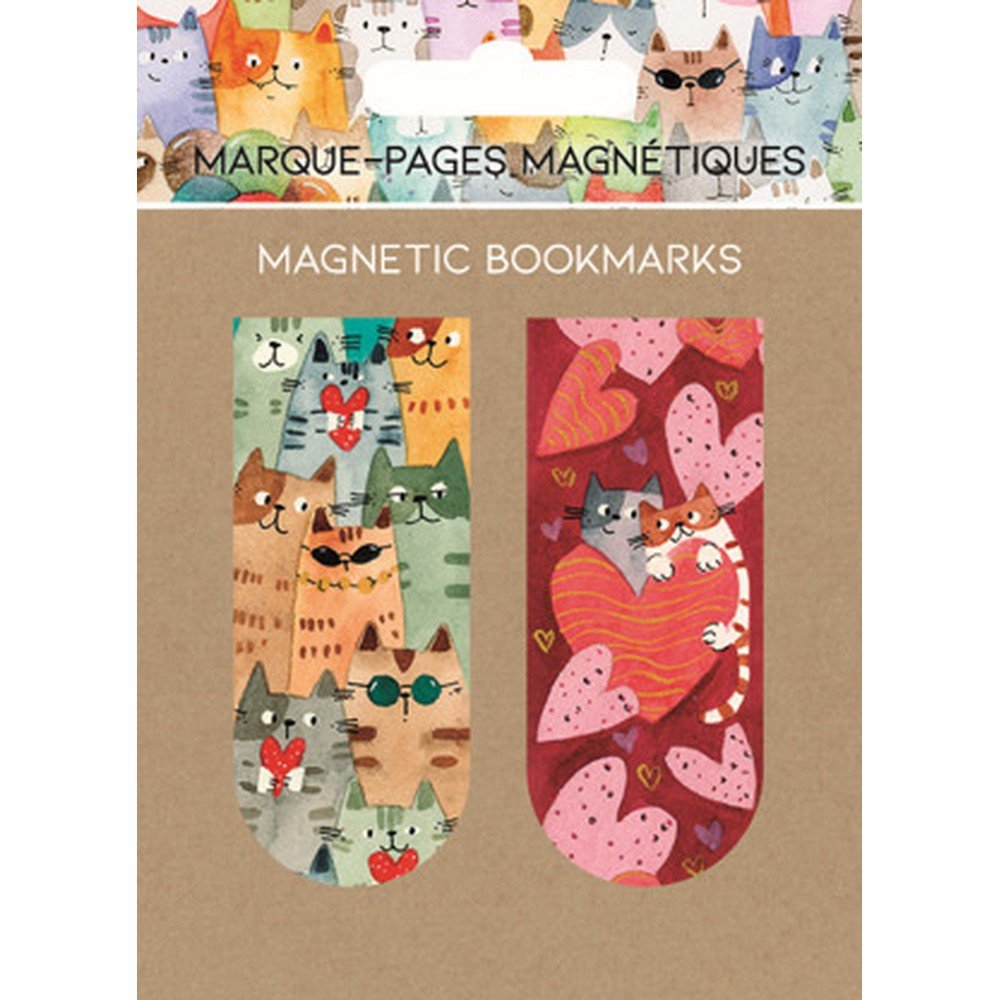 Marcapáginas magnéticos gatos y corazones Pictura, pack 6