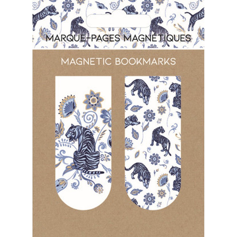Marcapáginas magnéticos Tigres y Flores, pack 6 unidades
