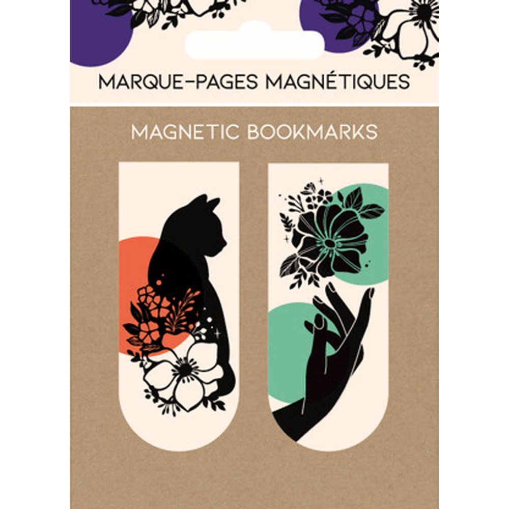 Marcapáginas magnéticos gato y mano, pack de 6 - Pictura