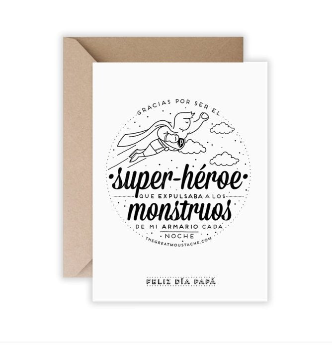 TARJETA - GRACIAS POR SER EL SUPERHEROE QUE EXPULSABA LOS,, | THE GREAT MOUSTACHE | 1 UNIDAD | 7427136857620 Imagen principal del producto