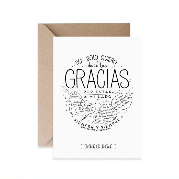 TARJETA GRACIAS POR ESTAR A MI LADO SIEMPRE Y SIEMPRE | THE GREAT MOUSTACHE | 1 UNIDAD | 7427136858115 Imagen principal del producto
