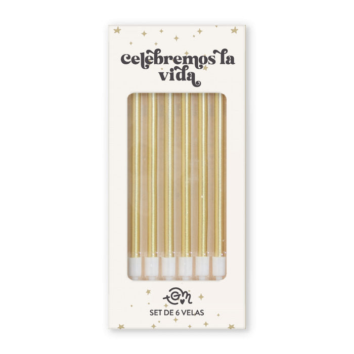 KIT DE 6 VELAS DORADAS PARA CELEBRAR | THE GREAT MOUSTACHE | 1 UNIDAD | 7427246047515 Imagen principal del producto