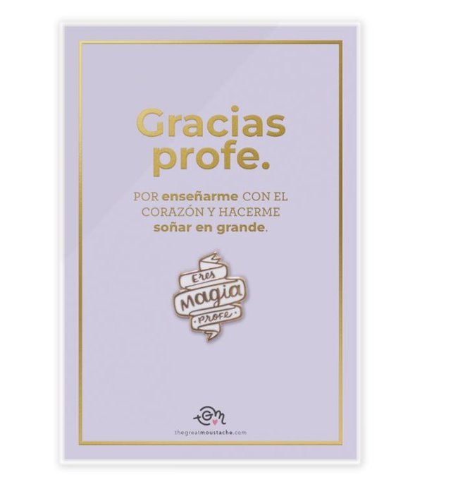 TARJETA STAMPING DORADO + PIN ERES MAGIA PROFE | THE GREAT MOUSTACHE | 1 UNIDAD | 7427246047751 Imagen principal del producto