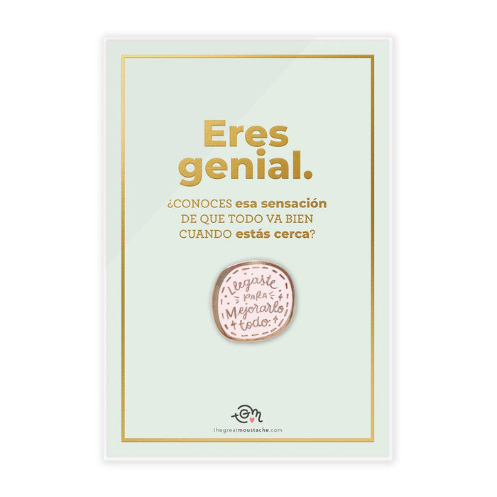 TARJETA STAMPING DORADO + PIN LLEGASTE PARA MEJORARLO TODO | THE GREAT MOUSTACHE | 1 UNIDAD | 7427246047768 Imagen principal del producto