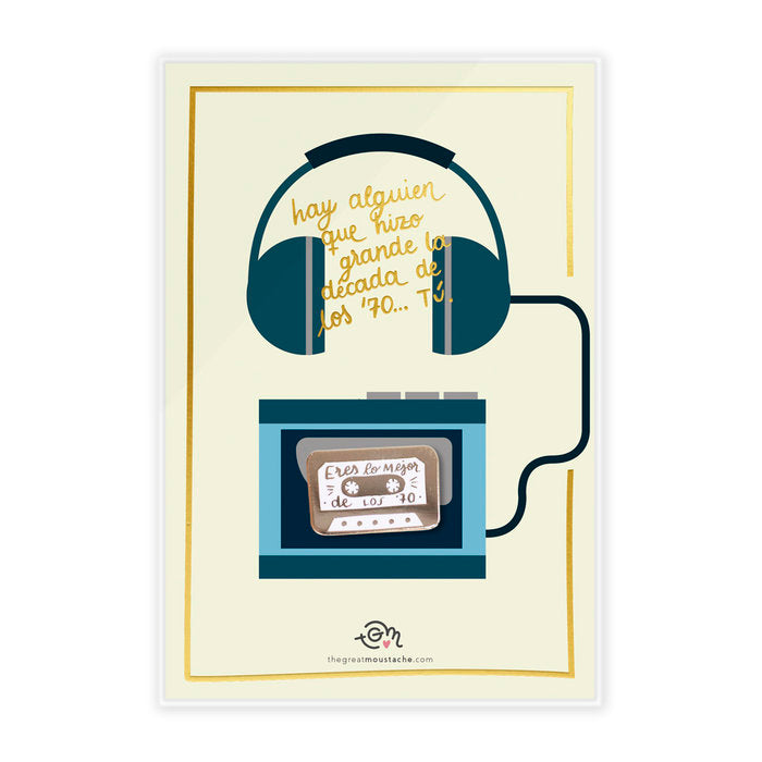TARJETA STAMPING DORADO + PIN ERES LO MEJOR DE LOS 70S | THE GREAT MOUSTACHE | 1 UNIDAD | 7427246047782 Imagen principal del producto