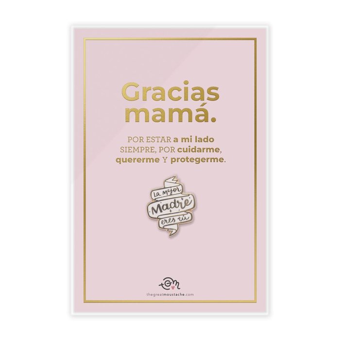TARJETA STAMPING DORADO + PIN LA MEJOR MADRE ERES TU | THE GREAT MOUSTACHE | 1 UNIDAD | 7427246047966 Imagen principal del producto