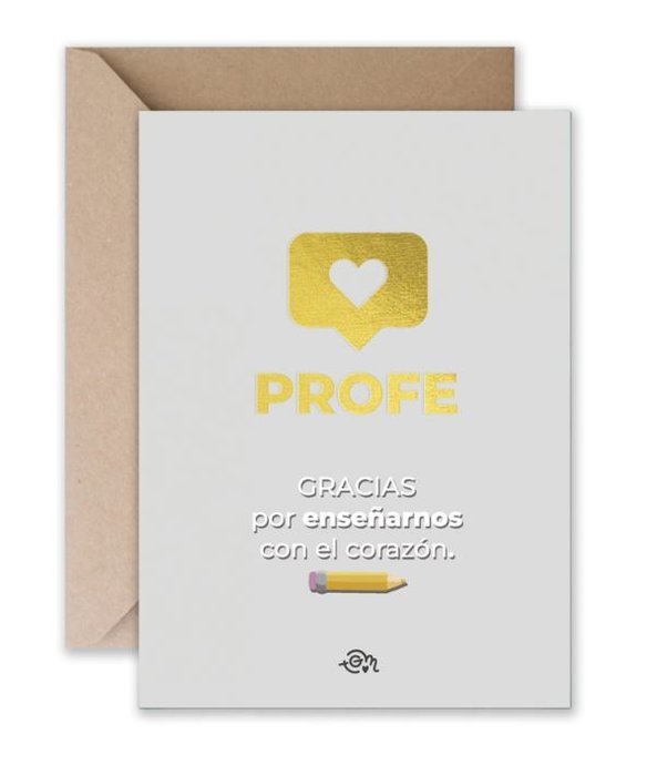 Tarjeta A5 con Stamping en Dorado Profe Gracias por Marca The Great Moustache Imagen principal del producto