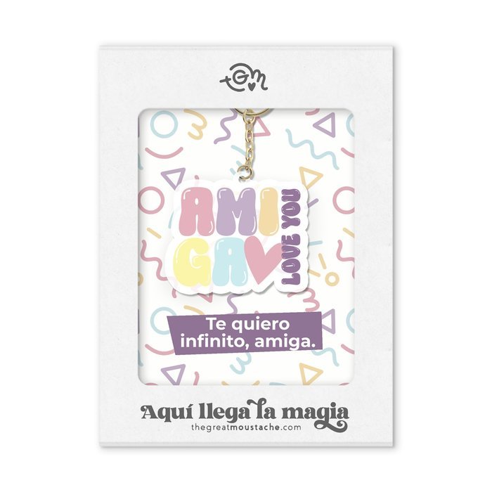 LLAVERO METACRILATO - AMIGA, LOVE YOU | THE GREAT MOUSTACHE | 1 UNIDAD | 7427246048543 Imagen principal del producto