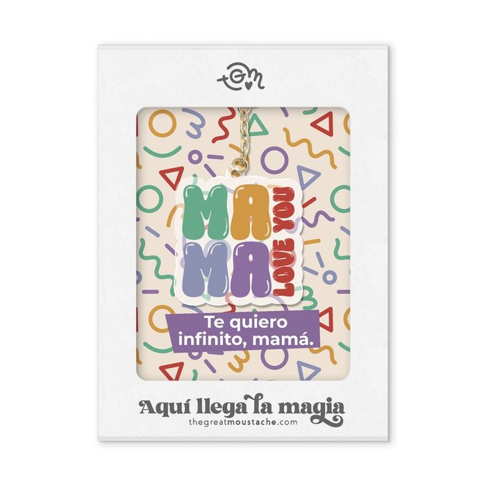 LLAVERO METACRILATO - MAMA, LOVE YOU | THE GREAT MOUSTACHE | 1 UNIDAD | 7427246048550 Imagen principal del producto