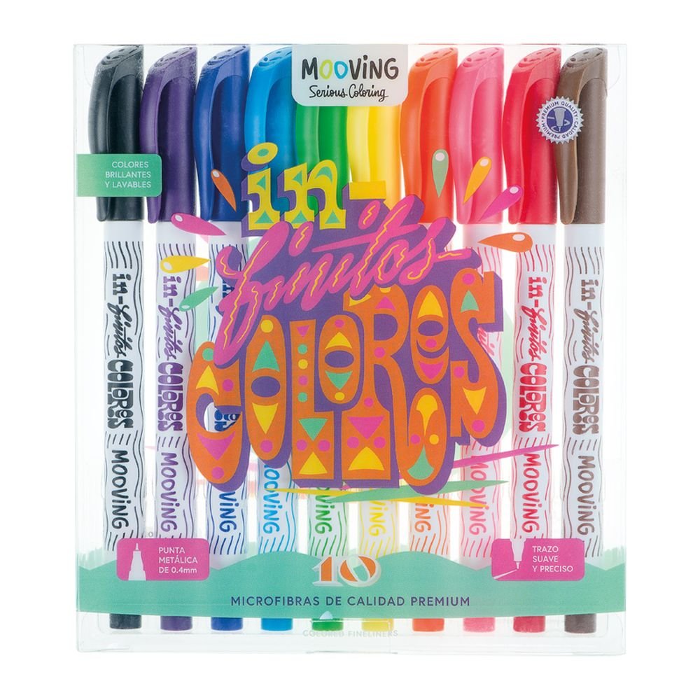 Set 10 Rotuladores Microfibras Trazo Suave Tinta Base Agua MOOVING PAPER Imagen principal del producto