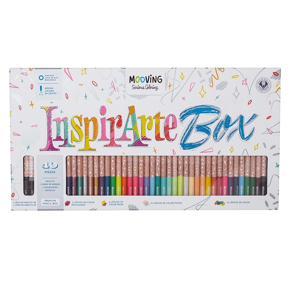 Set Caja Regalo 40 Lápices de Colores Inspirarte Box Mooving Paper