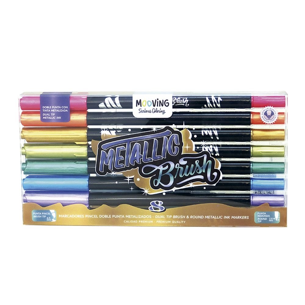 Set de 8 rotuladores punta pincel efecto metalizado MOOVING PAPER EU S.L