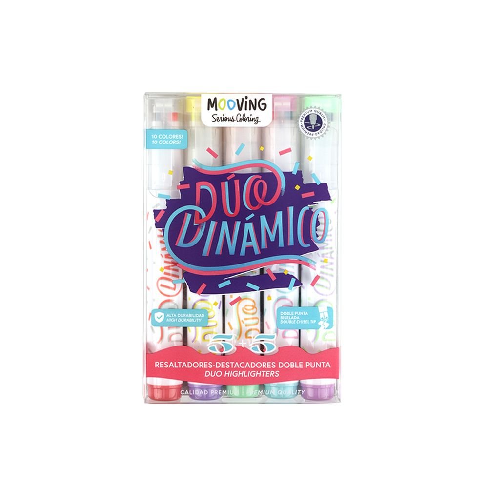Set de 5 Marcadores Doble Punta 10 Colores Mooving Paper EU