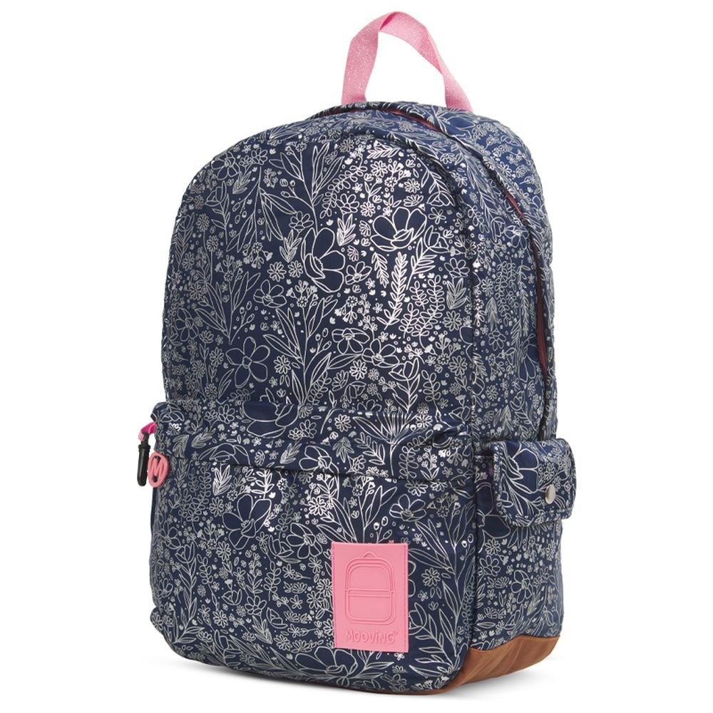 Mochila Escolar Bolsillo Botanic Azul Baires Mooving Paper Imagen principal del producto