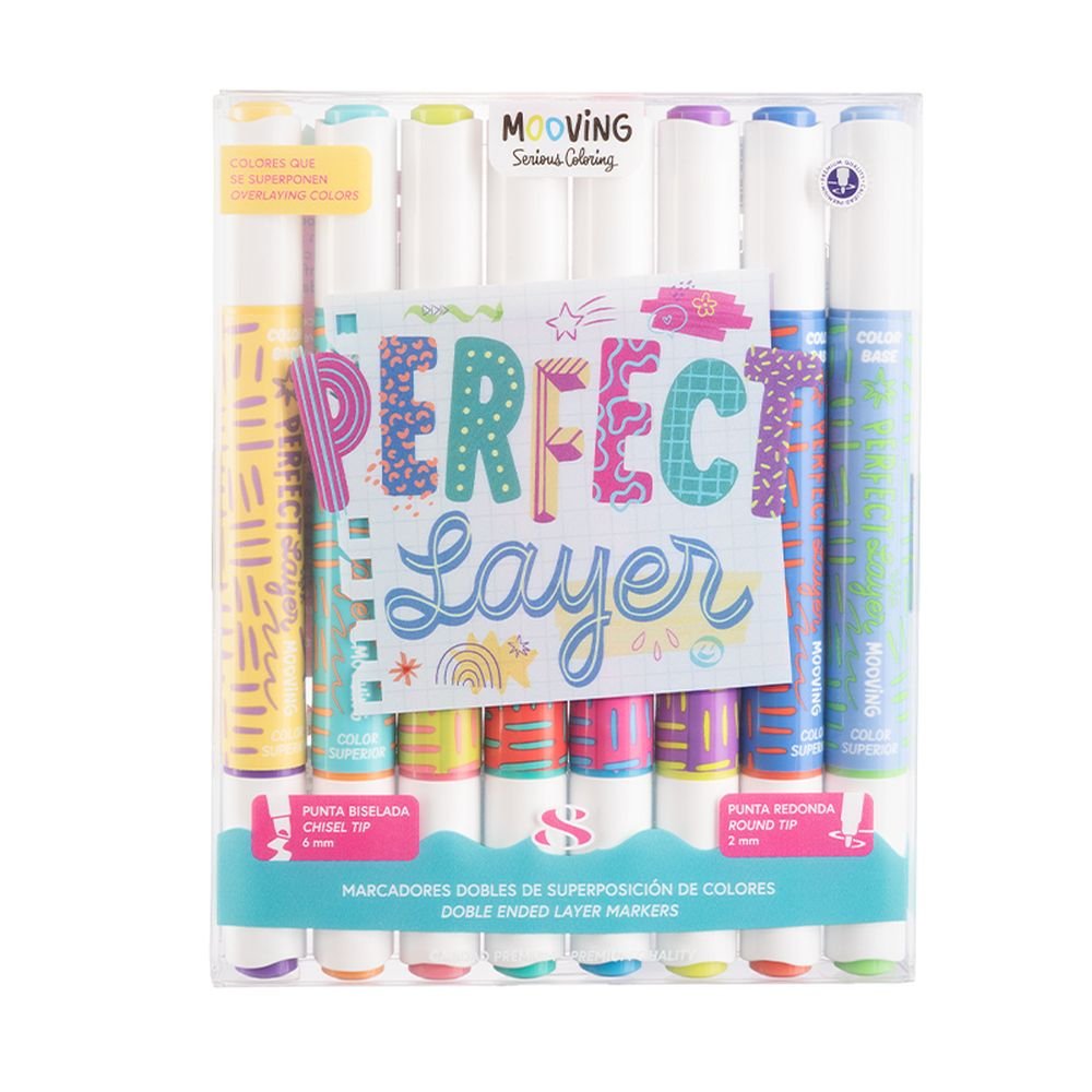 Set 8 Marcadores Dobles de Superposicion Surtidos Mooving Paper