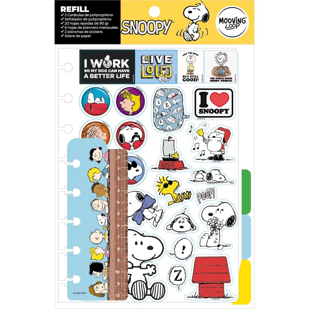 Set Recambio Hojas para Cuaderno de Discos A5 Snoopy MOOVING Paper Imagen principal del producto