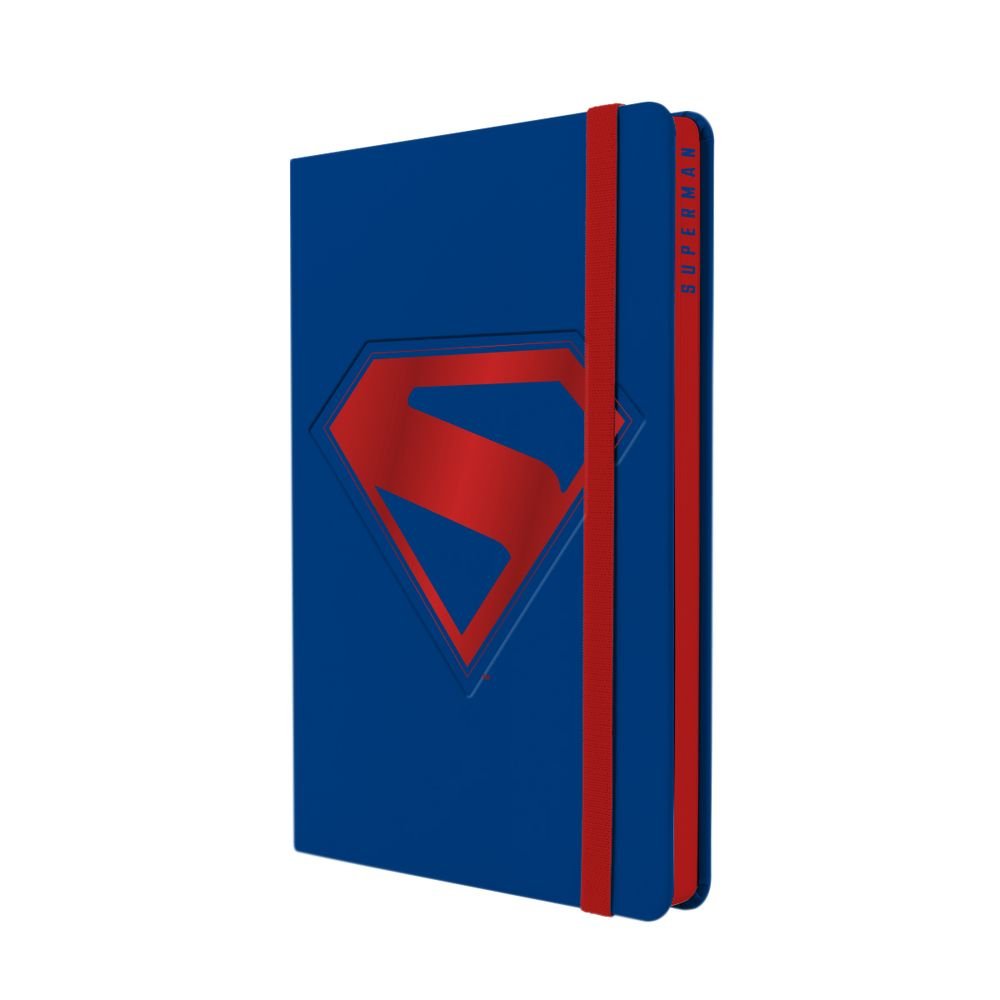 Cuaderno A5 Tapa Dura Rayado Canto Tintado Goma Superman Marca Moving Paper Imagen principal del producto