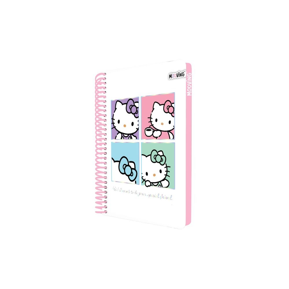 Cuaderno Anillas A5 T/d 96H Cuadro Canto Color Hello Kitty Marca Mooving Paper