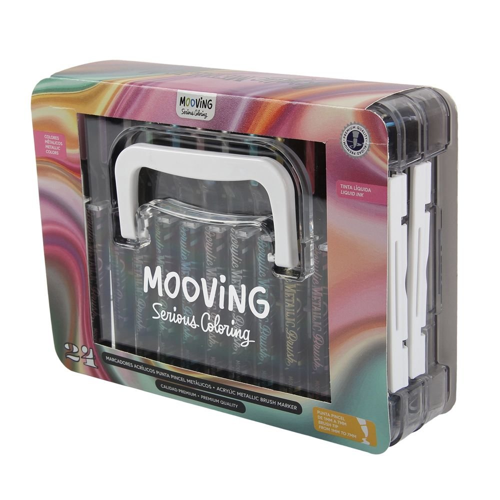 Estuche 24 rotuladores acrílicos metálicos Mooving