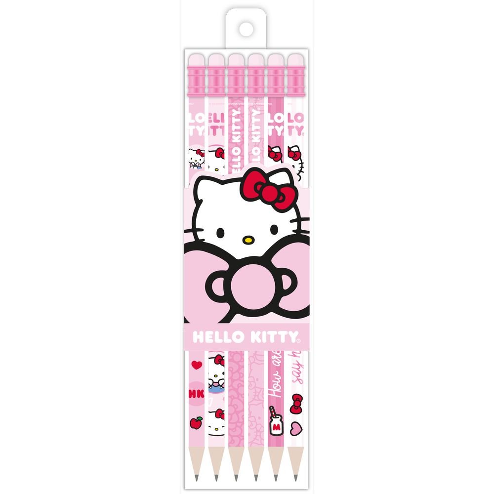 Set 6 lápices HB Hello Kitty Mooving Paper, pack 12 unidades
