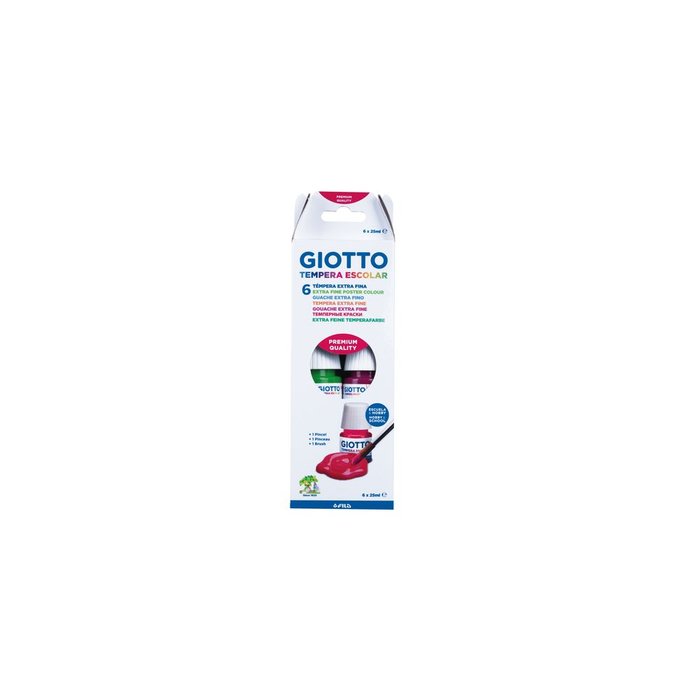TEMPERA LIQUIDA 25ML GIOTTO LAVABLE 6 SURTIDO CON PINCEL | 1 UNIDADES | (GIOTTO) Imagen principal del producto