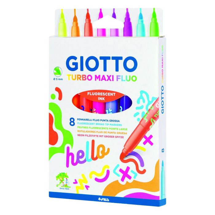Rotulador Giotto Turbo Maxi Fluo Estuche 8 Colores Surtid | Giotto | Pack 1 Unidades Imagen principal del producto