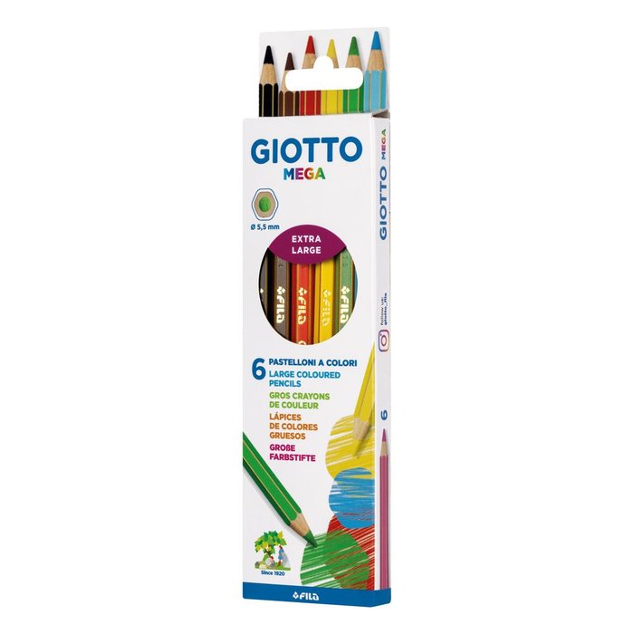 Estuche 6 Lapices de Colores Giotto Mega