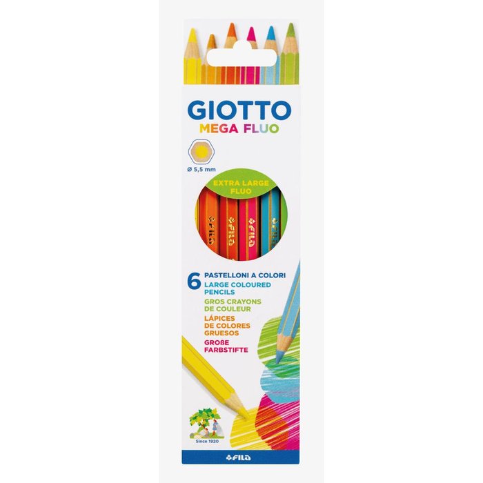LAPIZ GIOTTO MEGA FLUO 6 COLORES SURTIDOS | 1 UNIDADES | (GIOTTO)