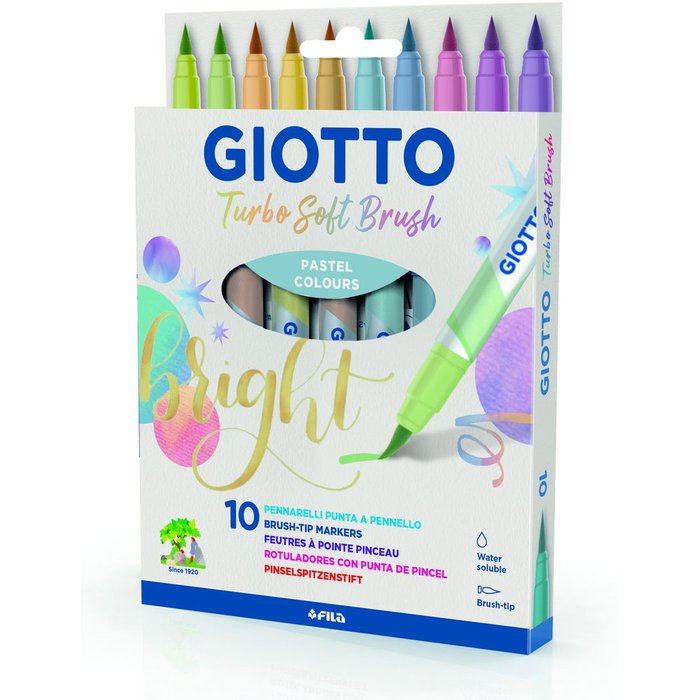Rotulador Giotto Turbo Soft Brush Pastel 10 Colores Surtido | Giotto | Pack 1 Unidades Imagen principal del producto