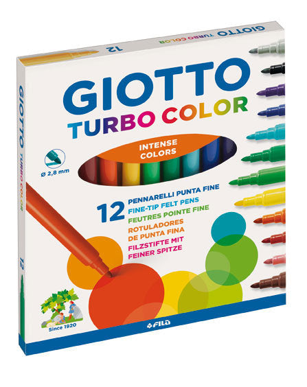 Rotulador Giotto Turbo Color Fino 12 Colores Surtidos | Fila | Pack 10 Unidades
