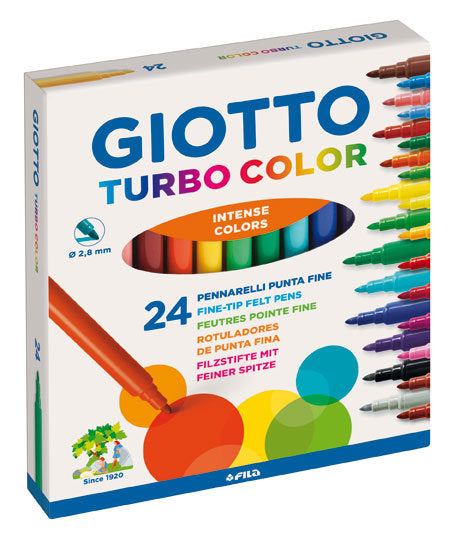 Rotulador Giotto Turbo Color Fino 24 Colores Surtidos | Fila | Pack 5 Unidades