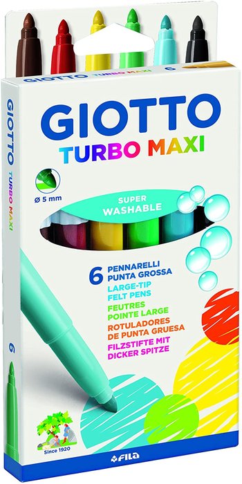 Rotulador Giotto Turbo Maxi 6 Colores Surtidos | Fila | Pack 10 Unidades