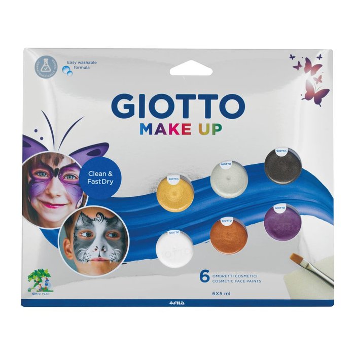 MAQUILLAJE GIOTTO 5 ML 6 COLORES METAL + PINCEL + ESPONJA | 1 UNIDADES | (GIOTTO) Imagen principal del producto
