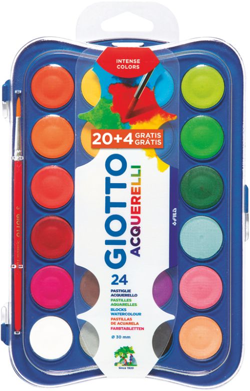 Estuche plastico 24 acuarelas giotto + pincel colores surtidos ¡promoción! Imagen principal del producto